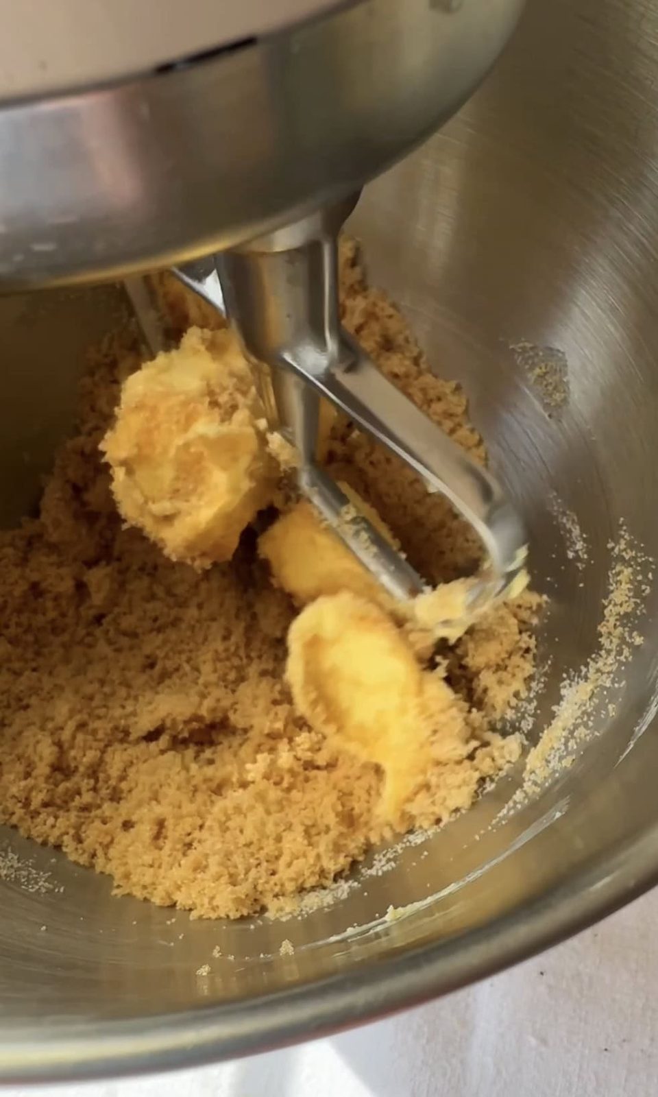 beating butter and sugar.