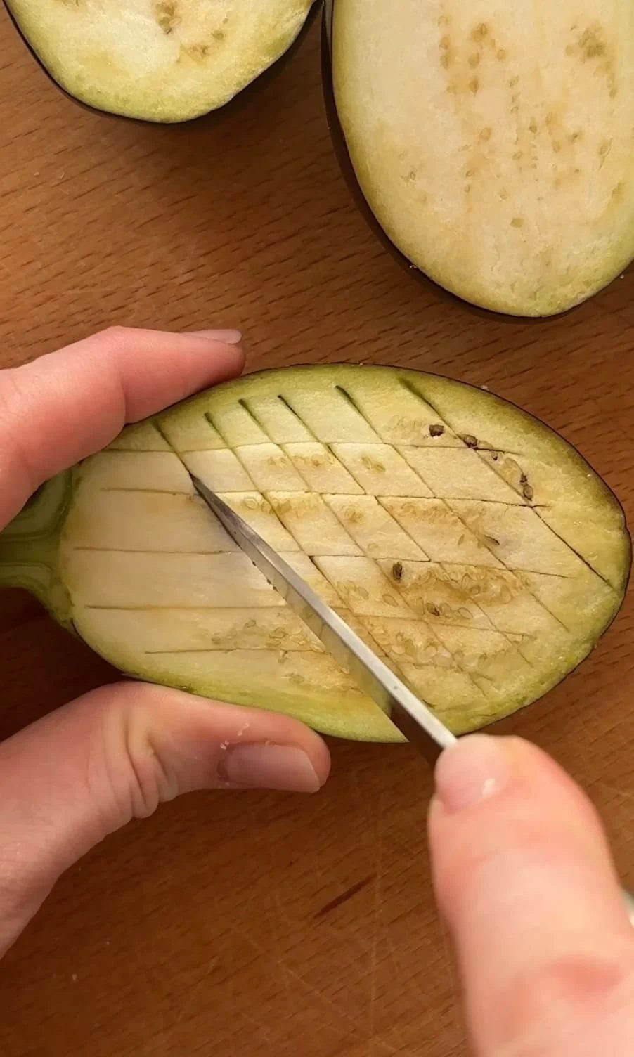 cross hatching the aubergine.