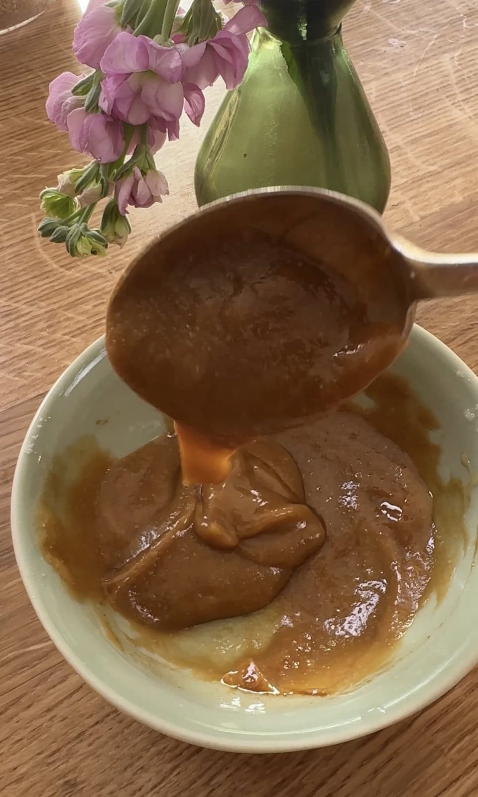mixing miso paste.