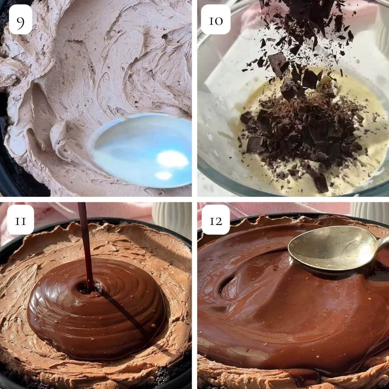no-bake chocolate cheesecake step by step.