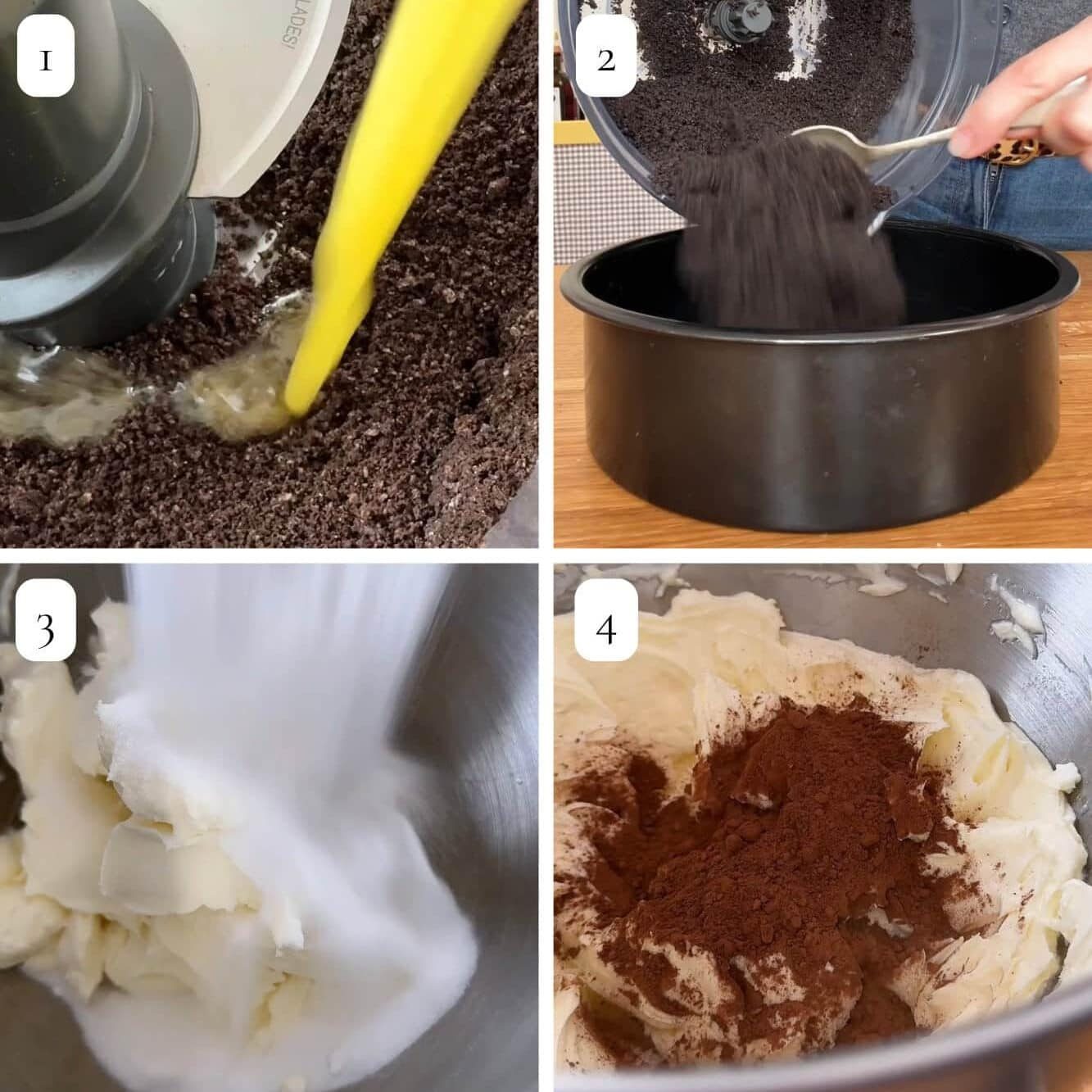 no-bake chocolate cheesecake step by step.