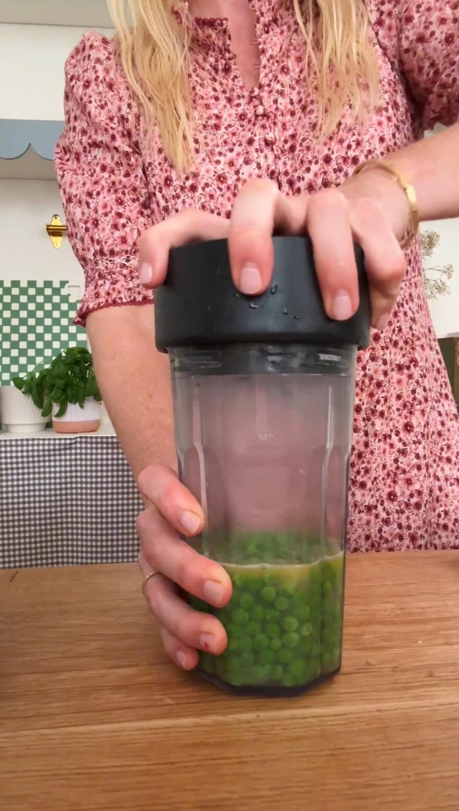 blending some of the pea mixture.