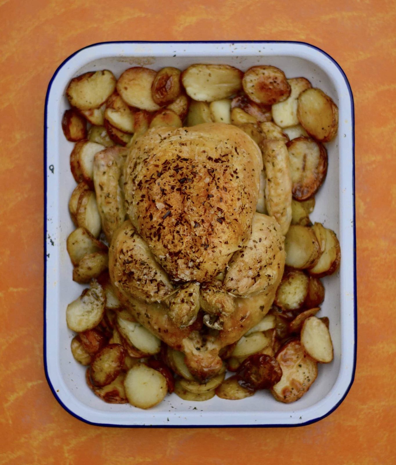 One Pan Tarragon Roast Chicken With Perfect Potatoes