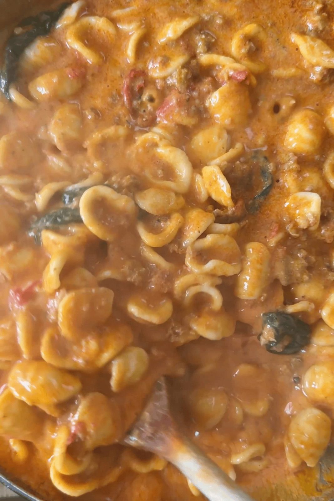 add the pasta to the sausage nduja sauce.