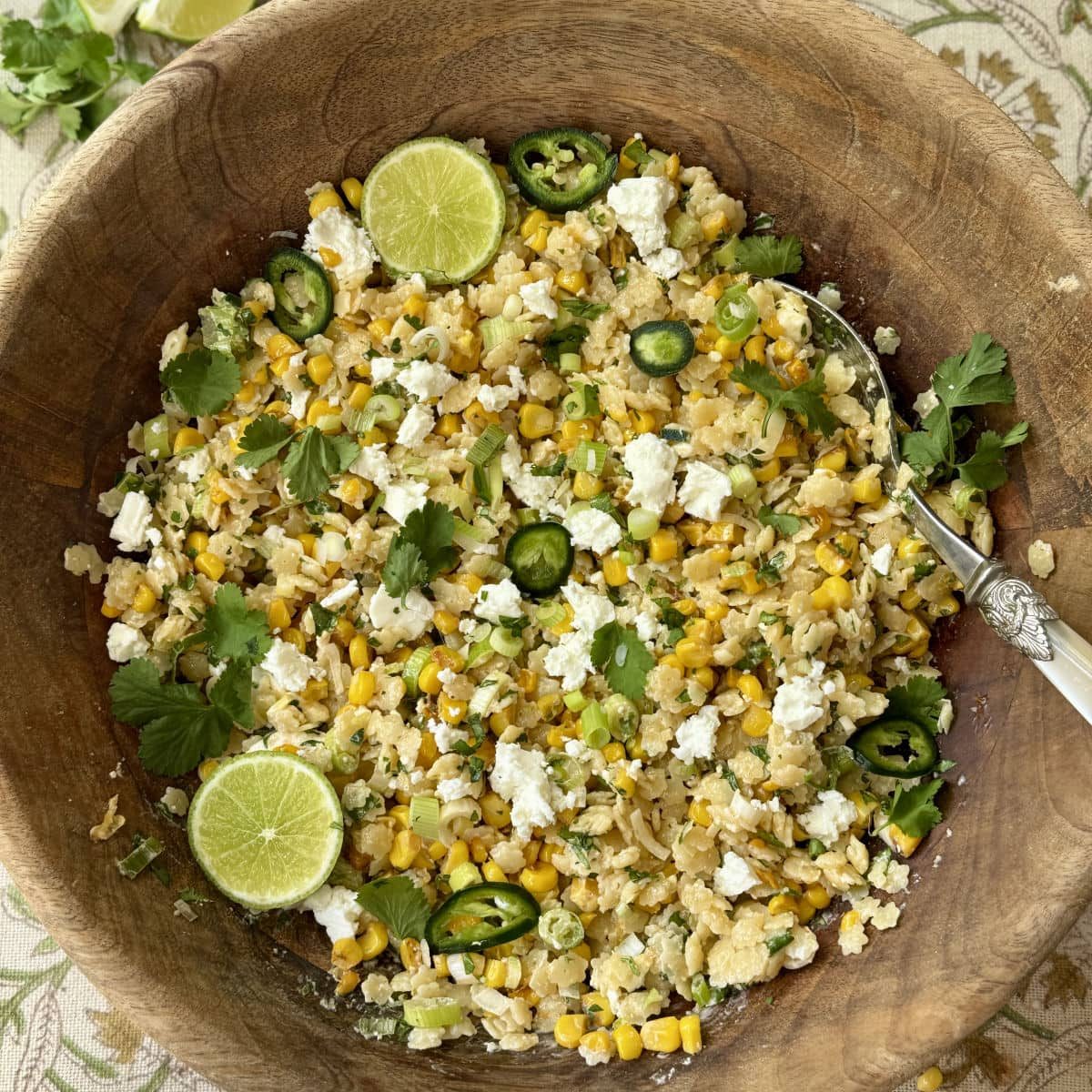 Easy Pastina Salad with Charred Corn and Feta