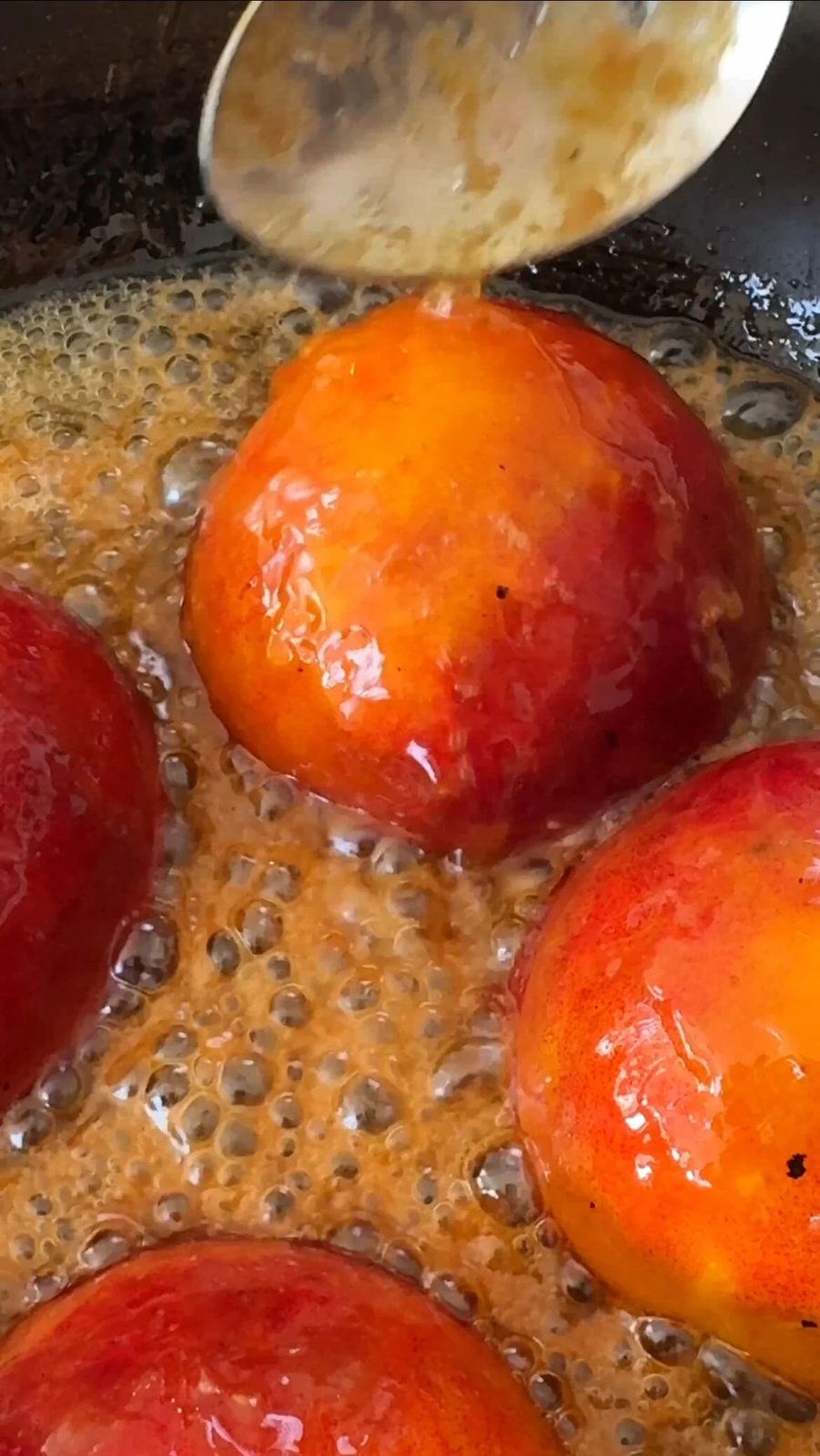 basting peaches.