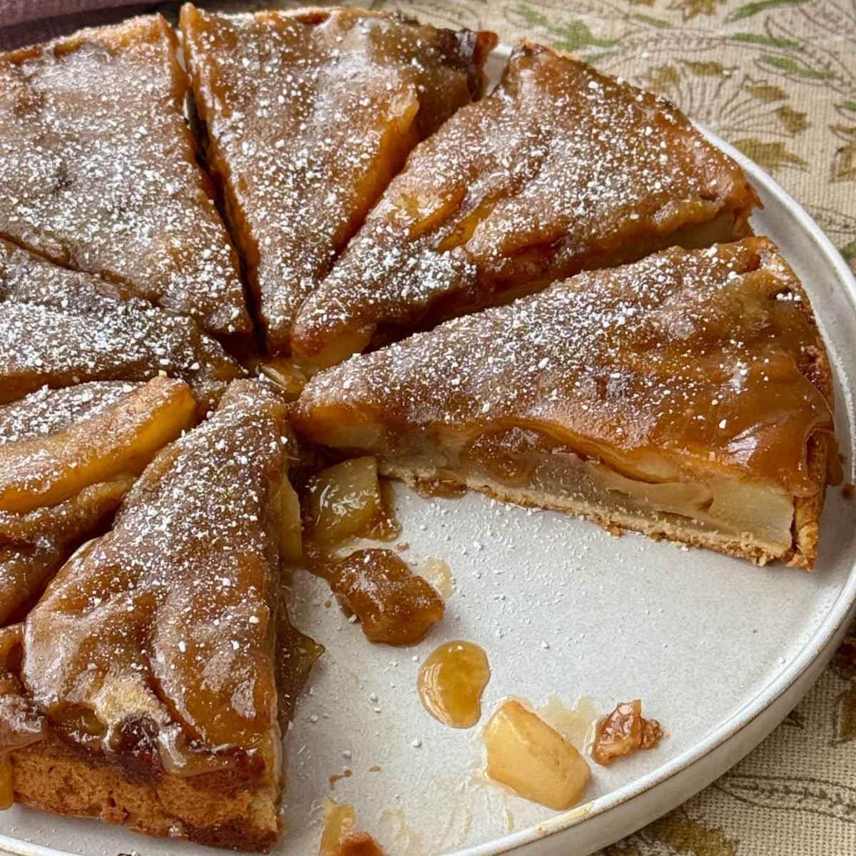 Upside-Down Pear Cake with Fudge Sauce