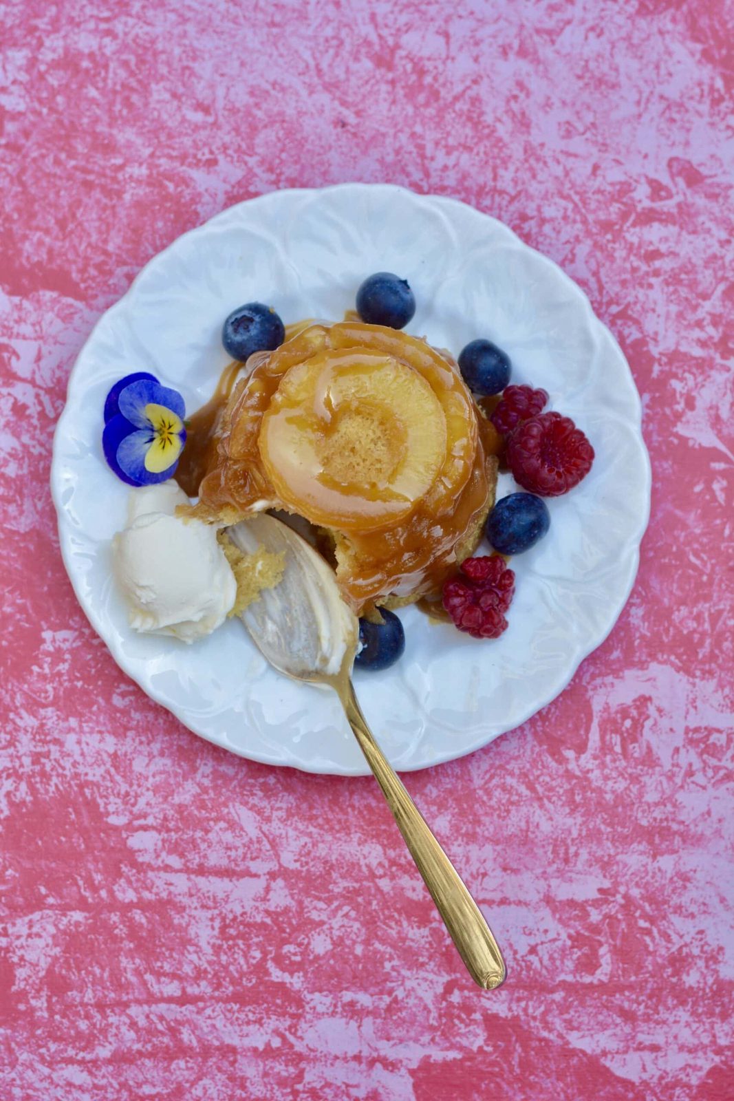 pineapple upside down cakes in mini form.