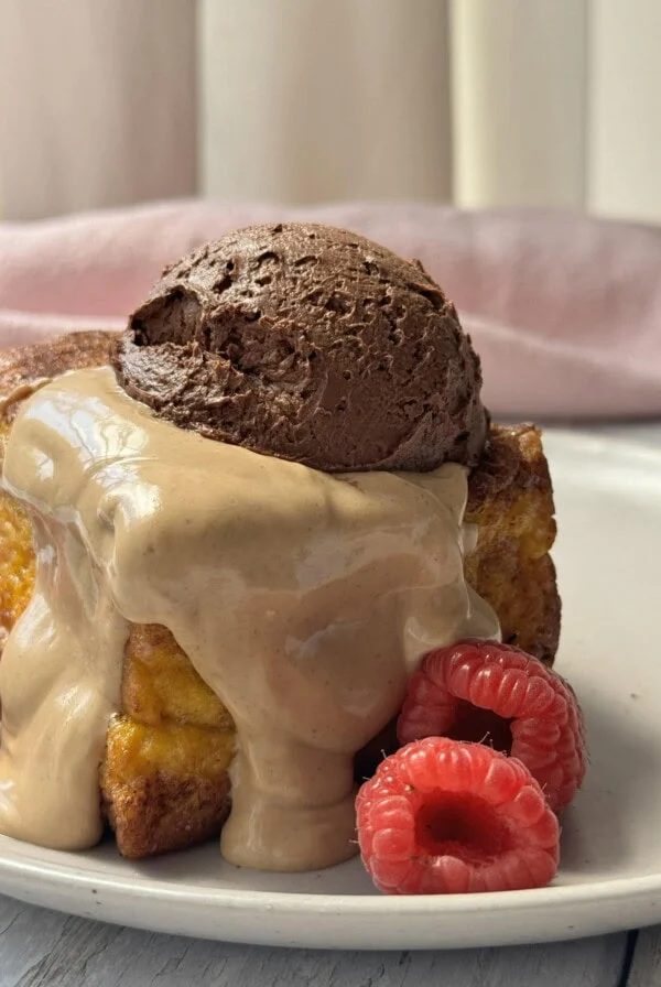 hong kong fnrech toast on a plate with hazelnut creme from marks and spencer