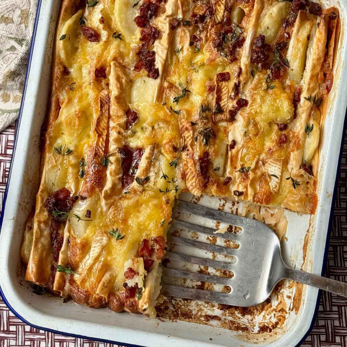 Crispy Potato Tart with Filo, Brie & Pancetta