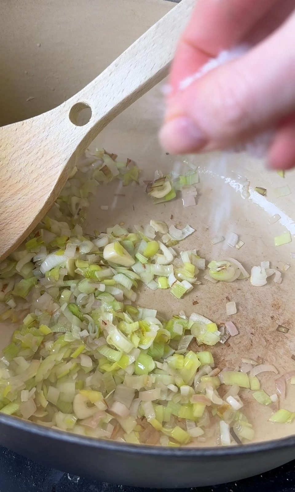 seasoning the vegetable base.