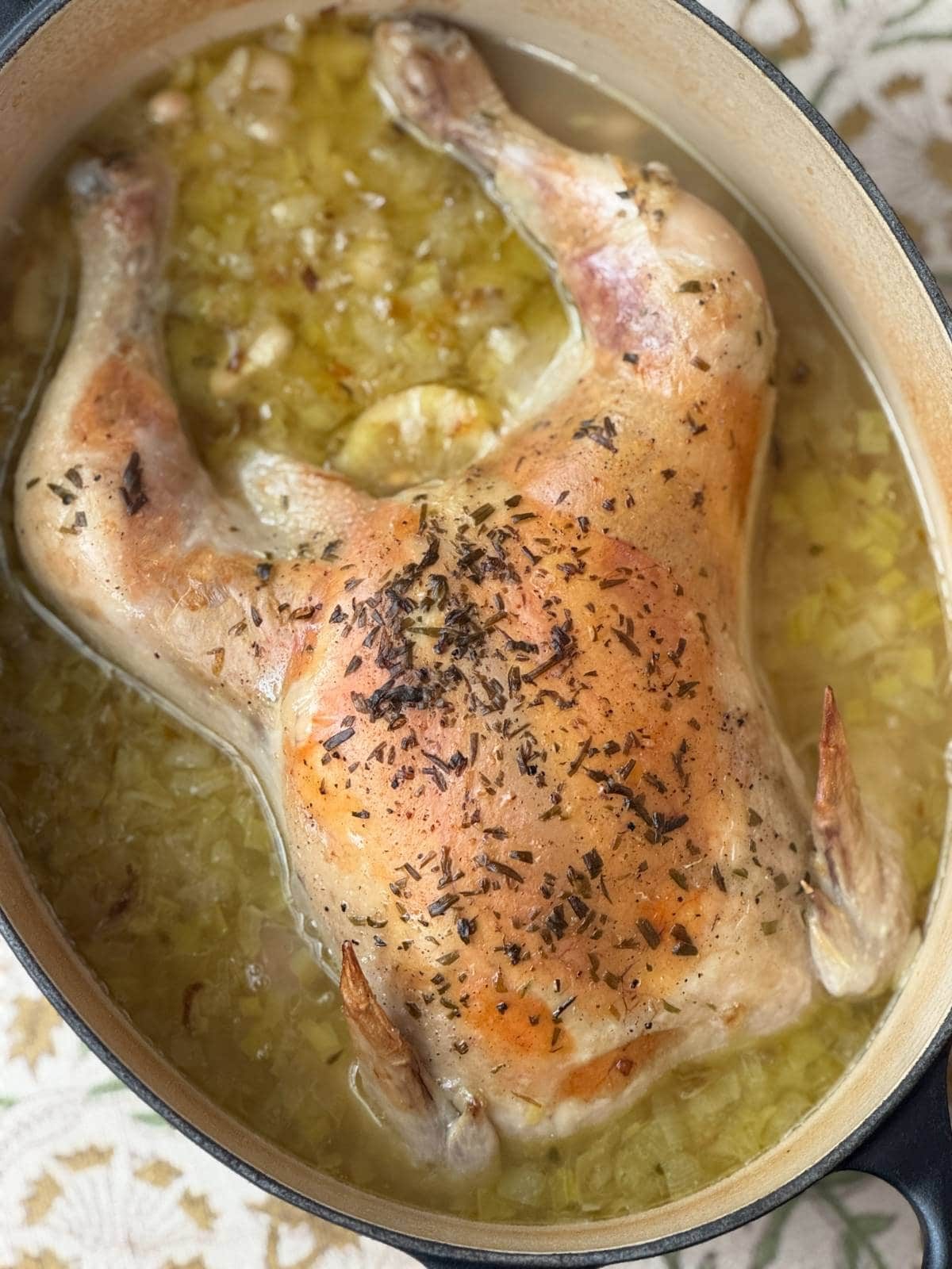 whole chicken in a pot (poule au pot).