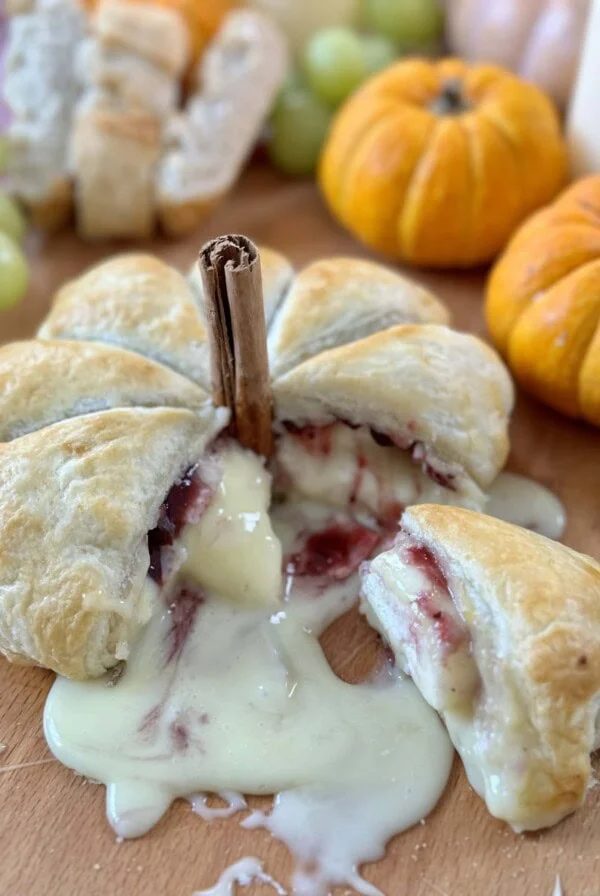 Baked Brie and Cranberry Puff Pastry Pumpkin for Halloween