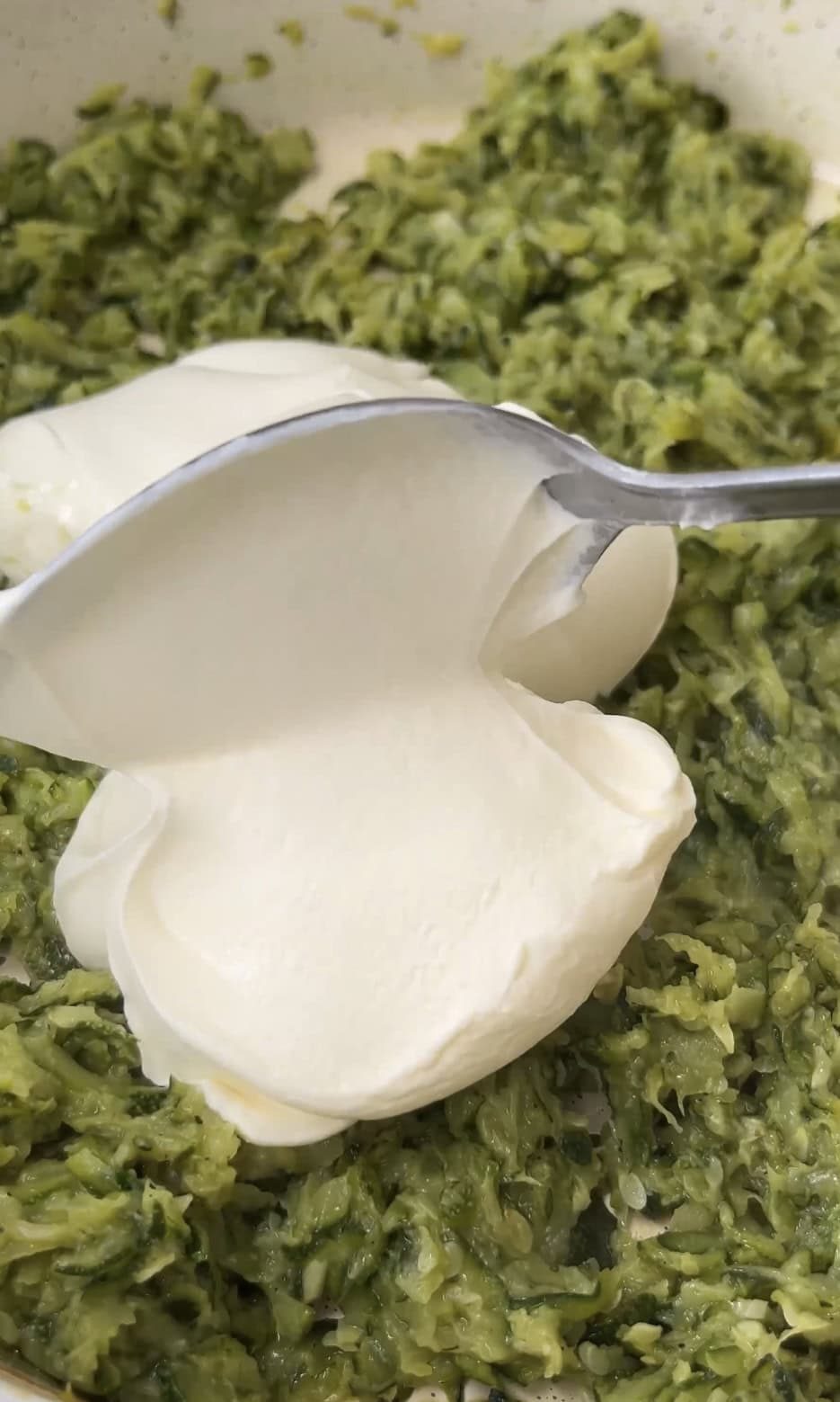 add creme fraiche to the courgettes.