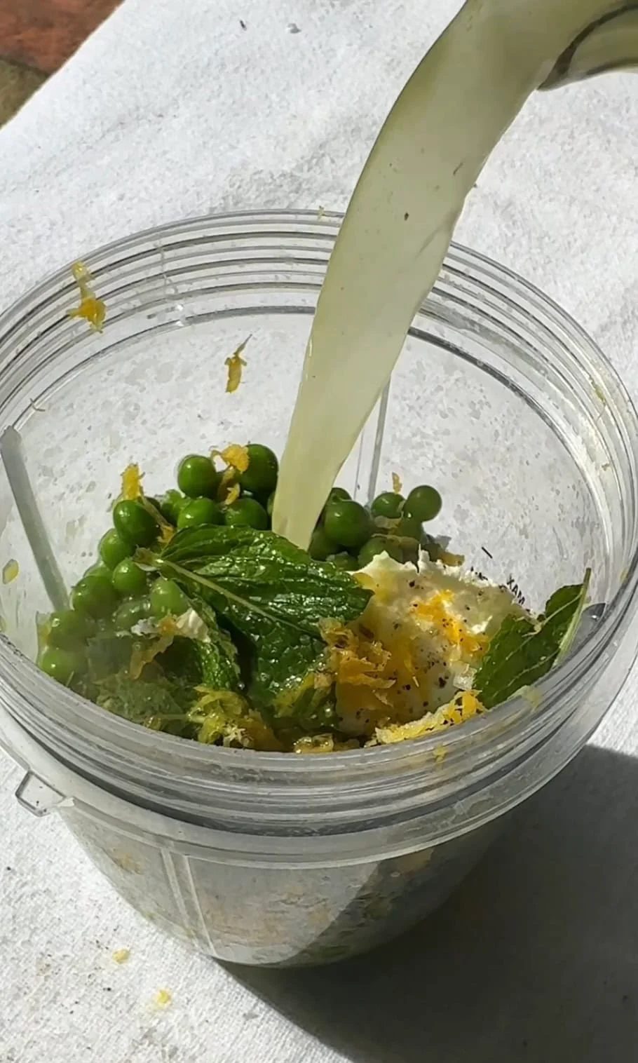blending pea mixture.