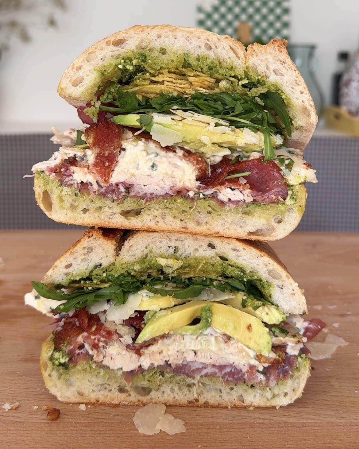 Chicken Mayonnaise Sandwich with Bacon, Pesto & Crisps