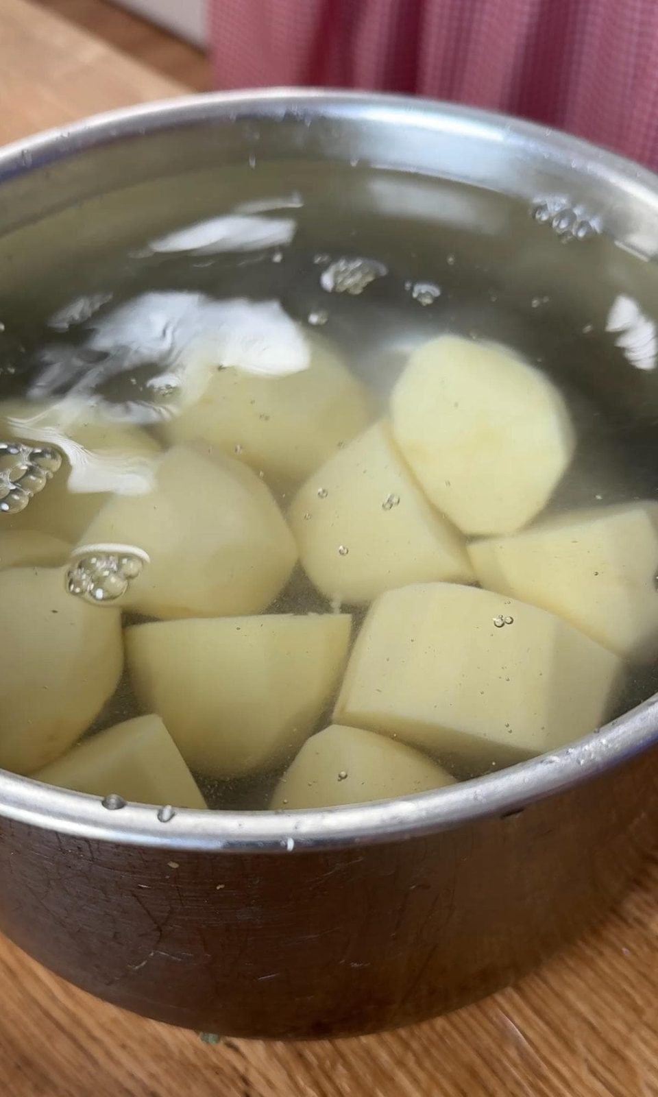 parboiling the white potatoes.