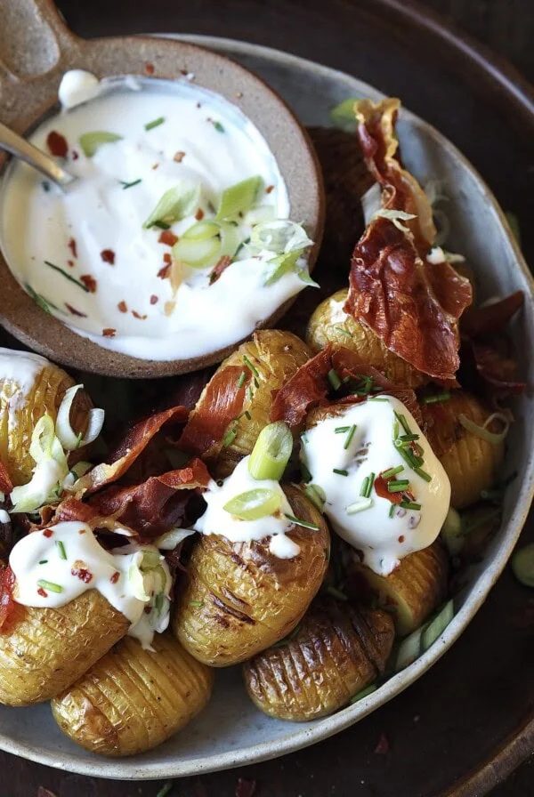 Air Fryer Hasselback Potatoes with bacon