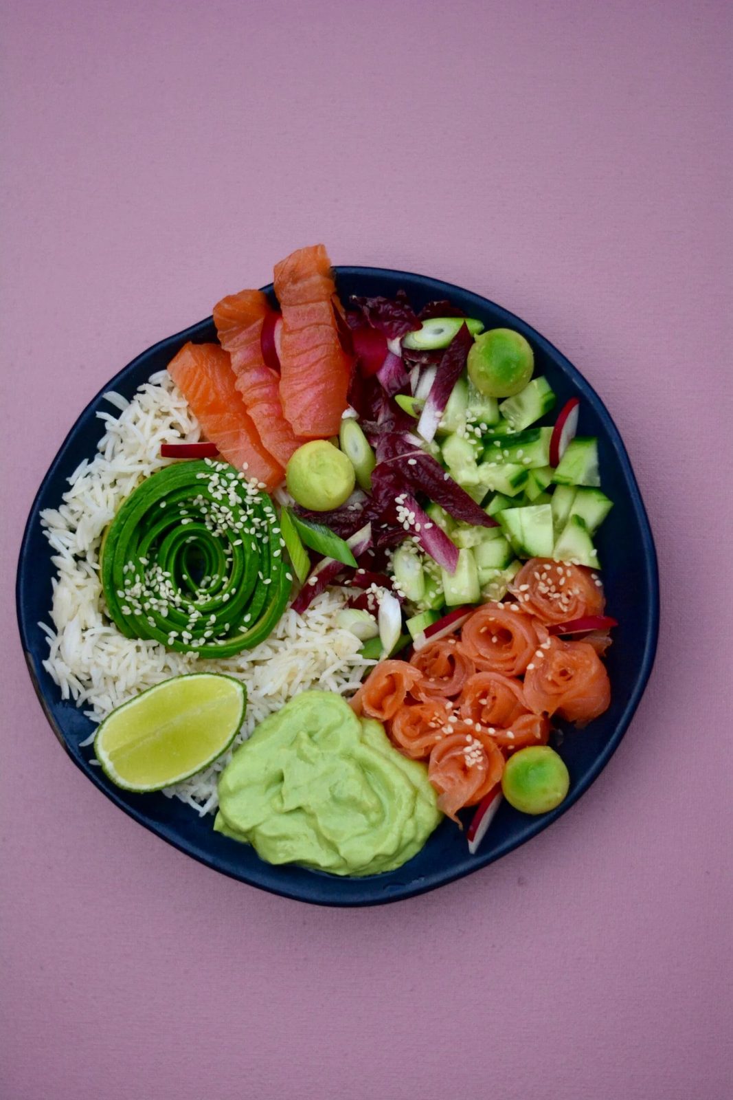 Salmon & Avocado Bowl With Avocado & Wasabi Dressing Inspired By Dhruv Baker