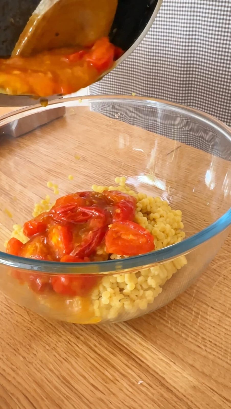 making the giant couscous salad