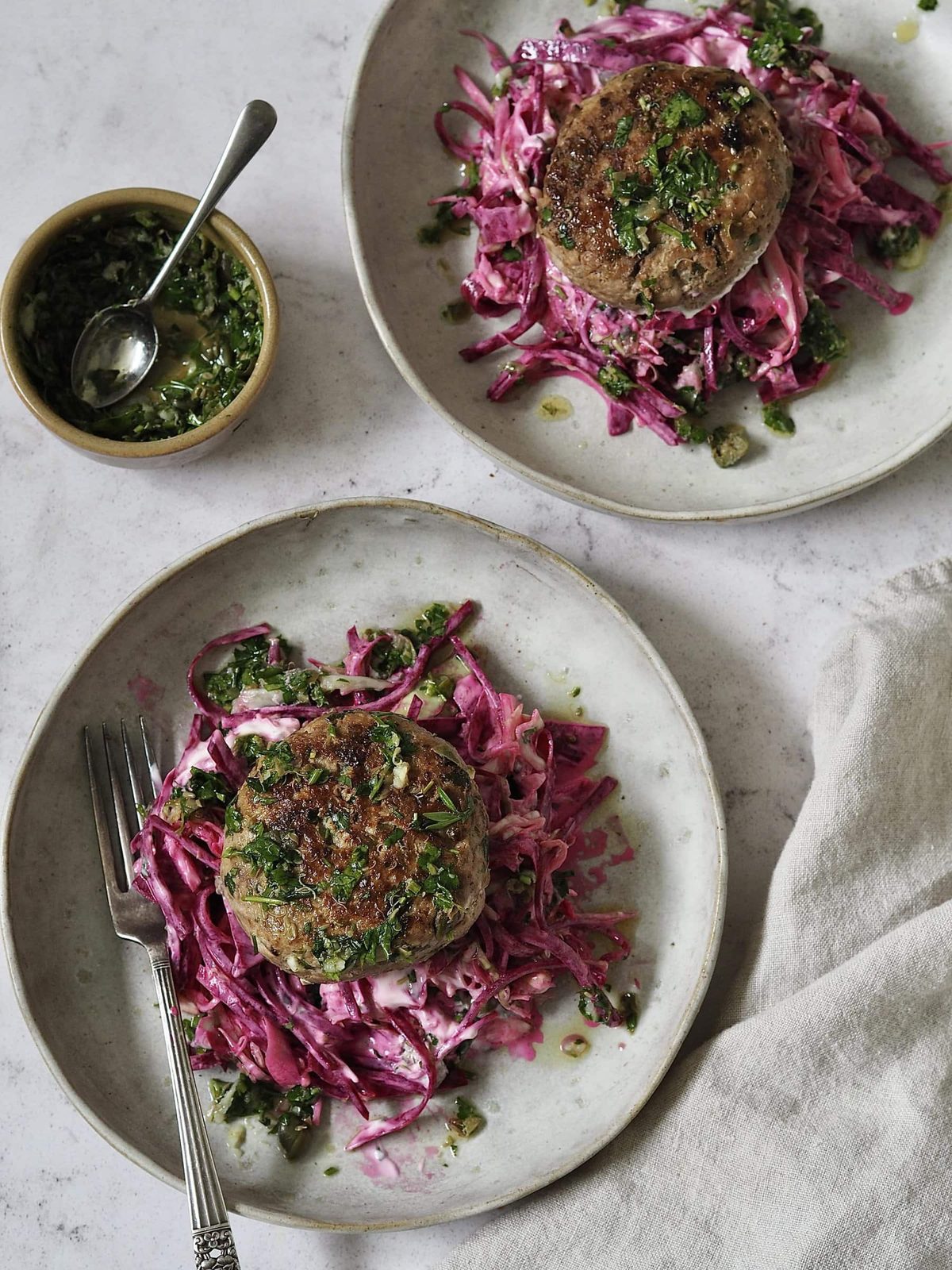 Salsa Verde Chicken Burgers with Yoghurt Slaw
