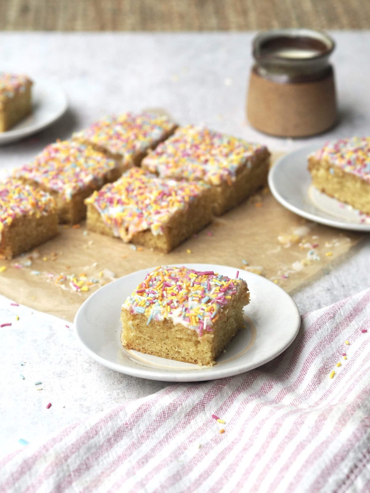 School Cake Sprinkle Sponge with Custard