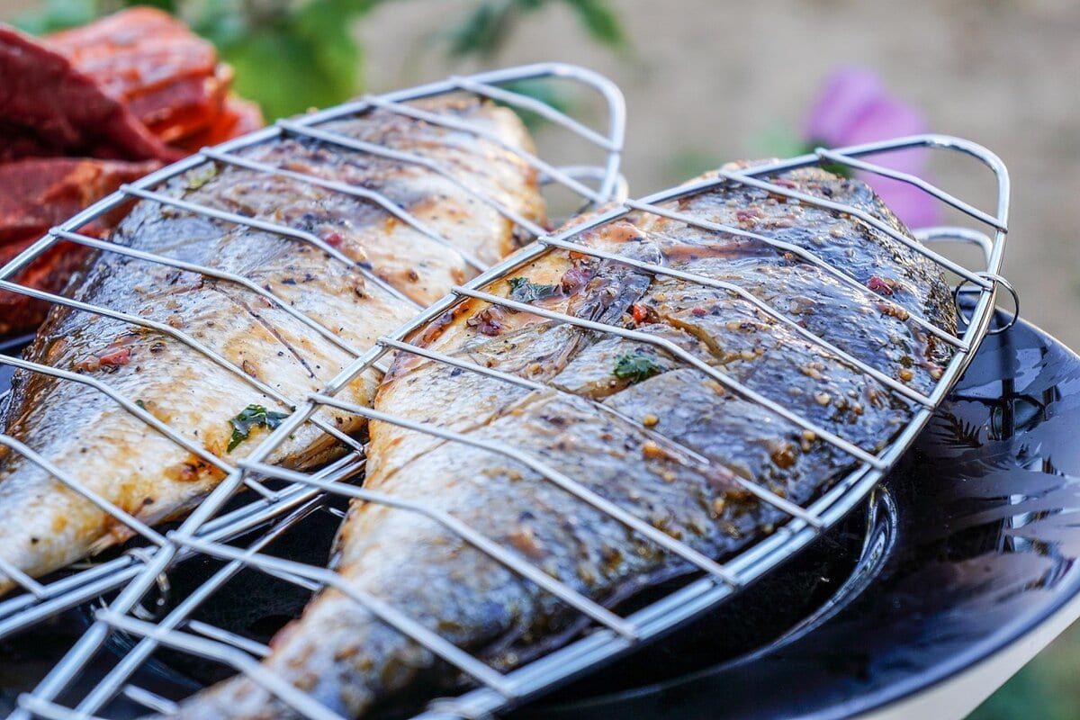 sea bream on grill.