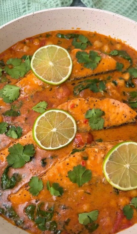 Thai Salmon Curry with Chickpeas and Coconut Milk