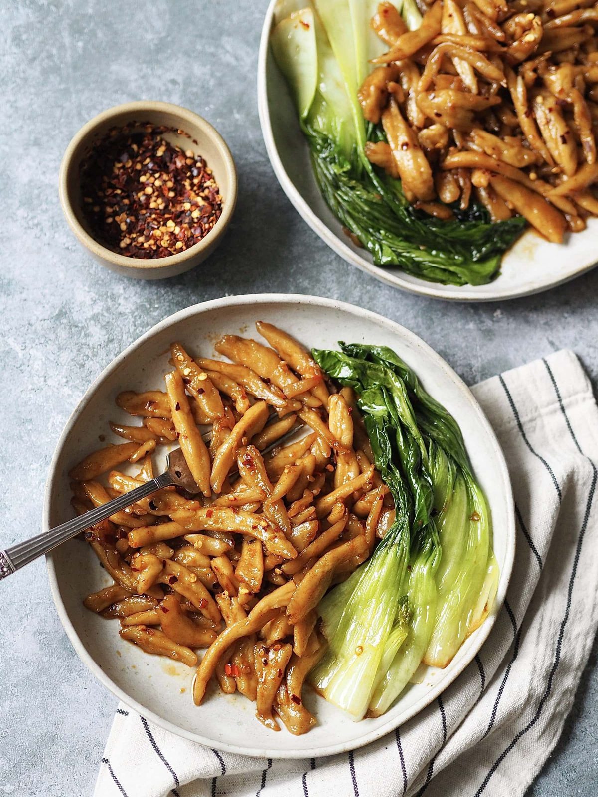 Spicy Scissor-Cut Noodles with Chilli Oil and Pak Choi