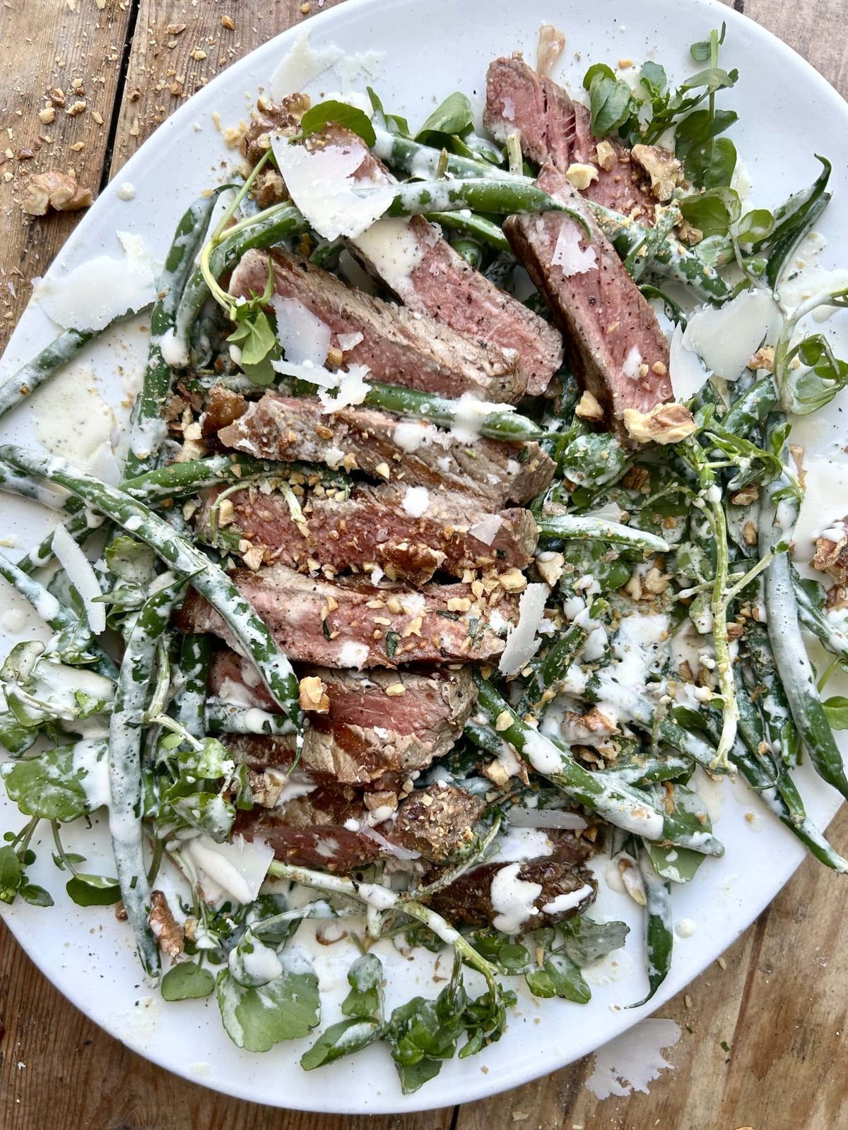 Steak and Green Bean Salad with Yogurt Caesar Dressing