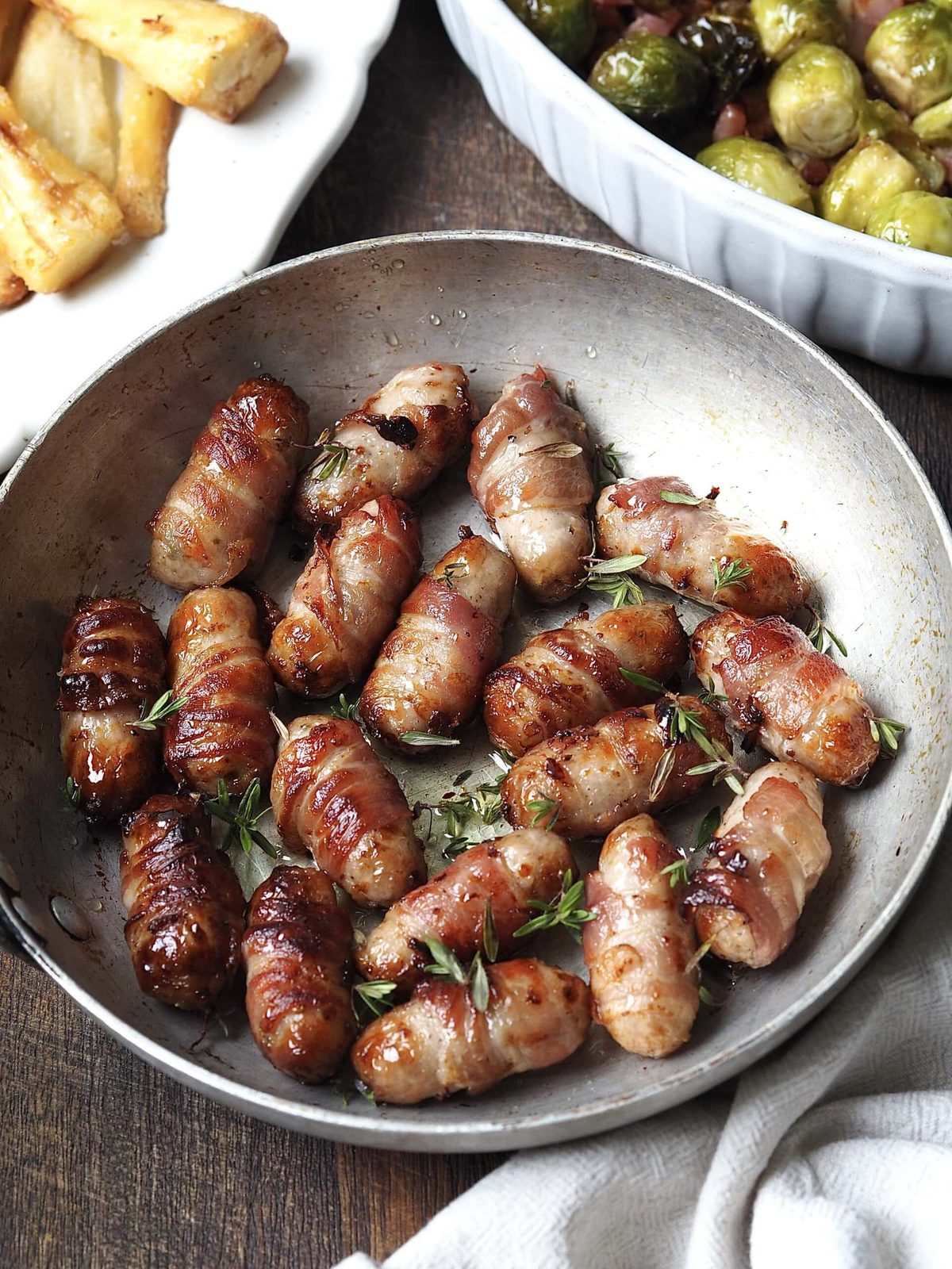 Glazed Pigs in Blankets (Bacon Sausages)