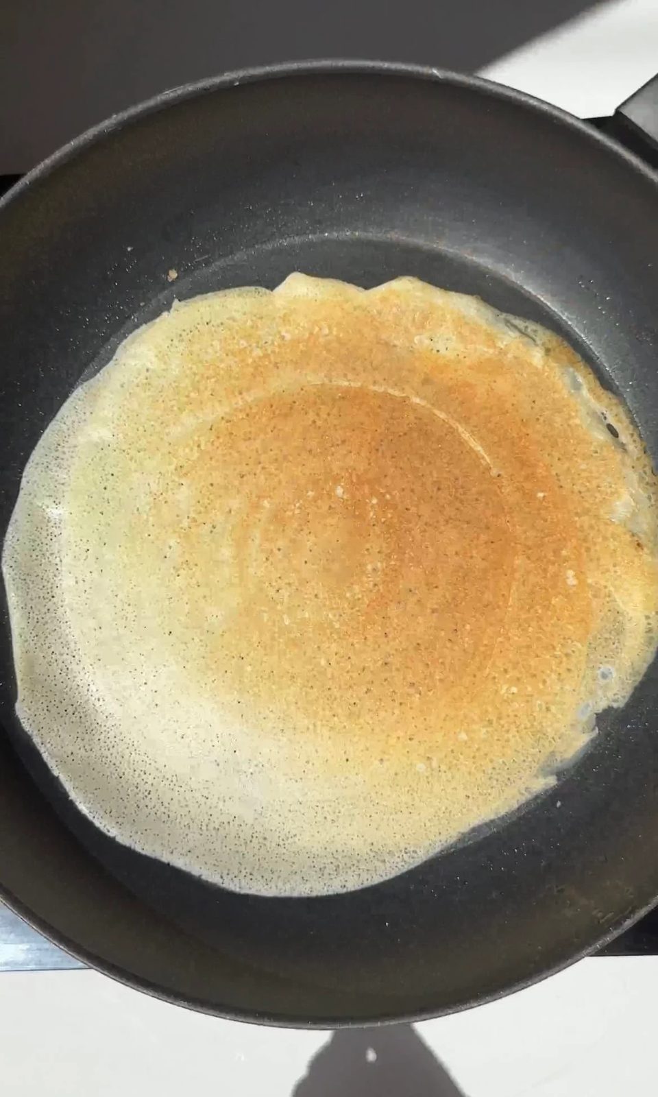 frying crepes.