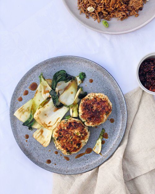 Thai Chicken Burgers With Pak Choi & Rice