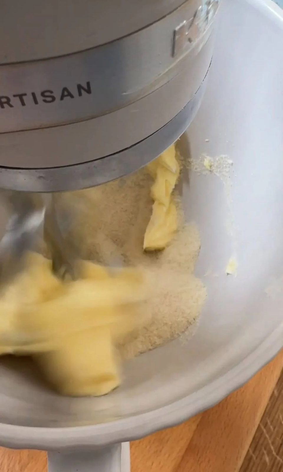 whipping butter and sugar.