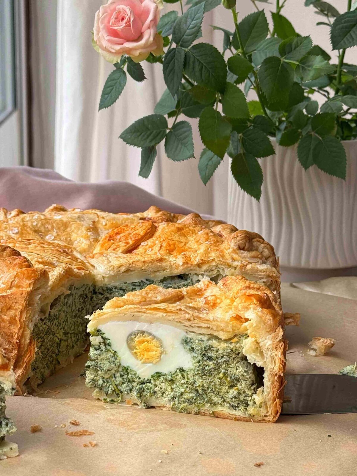 a slice of torta pasqualina.