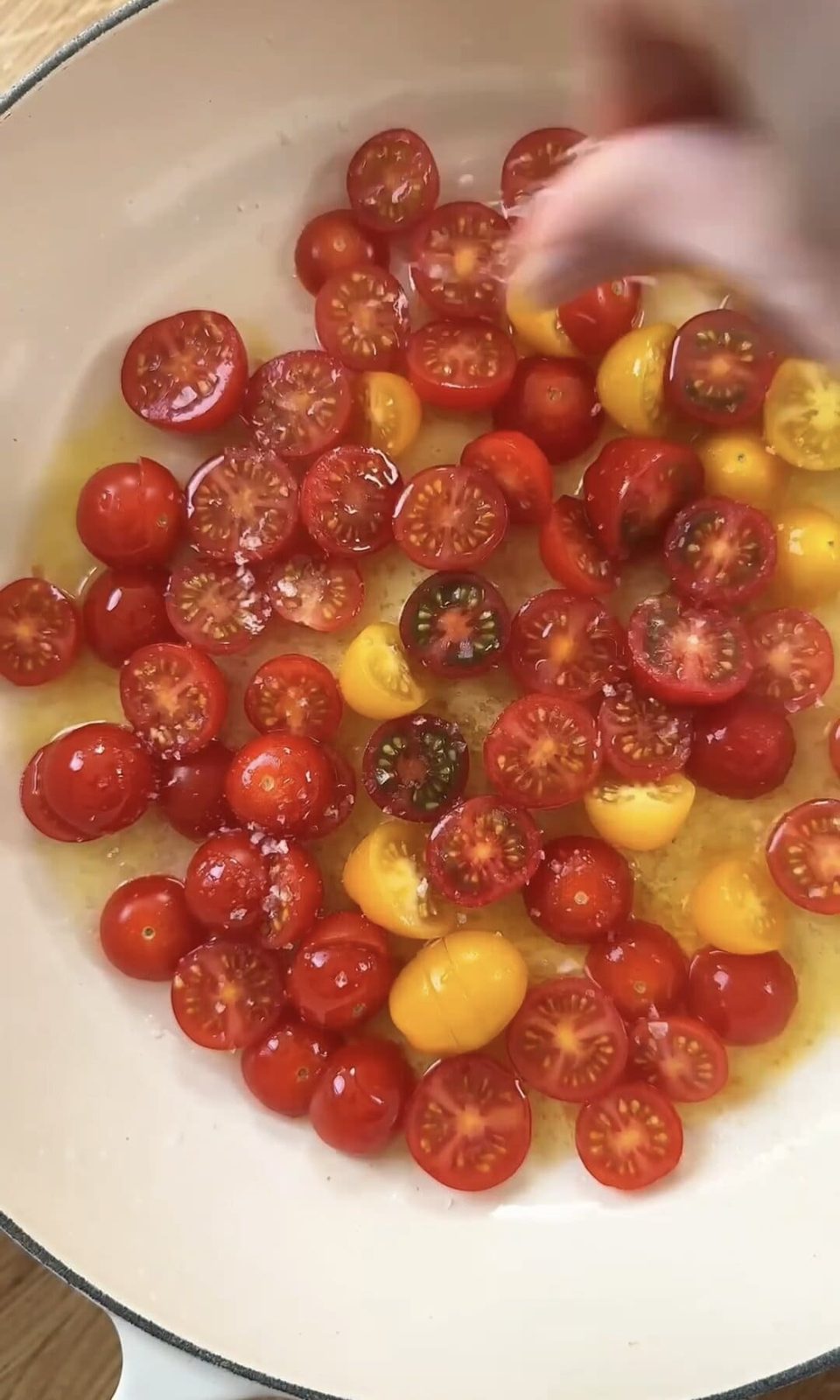 salting the tomatoes.