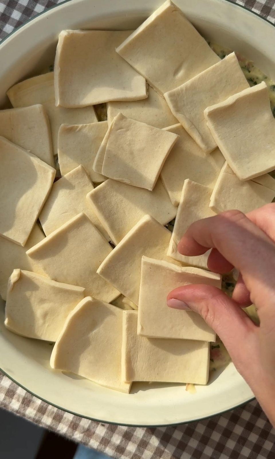 topping pastry on the pie.