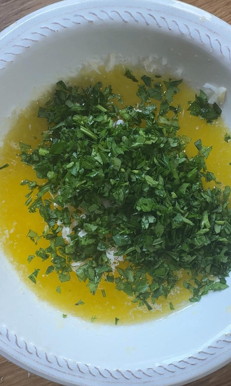 mixing garlic butter.