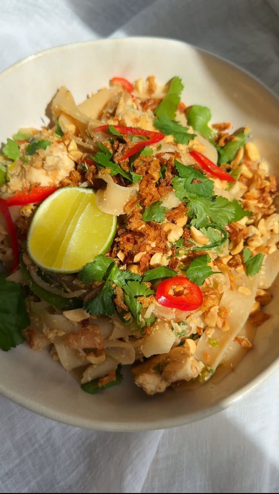 Wagamama Pad Thai in stone bowl.