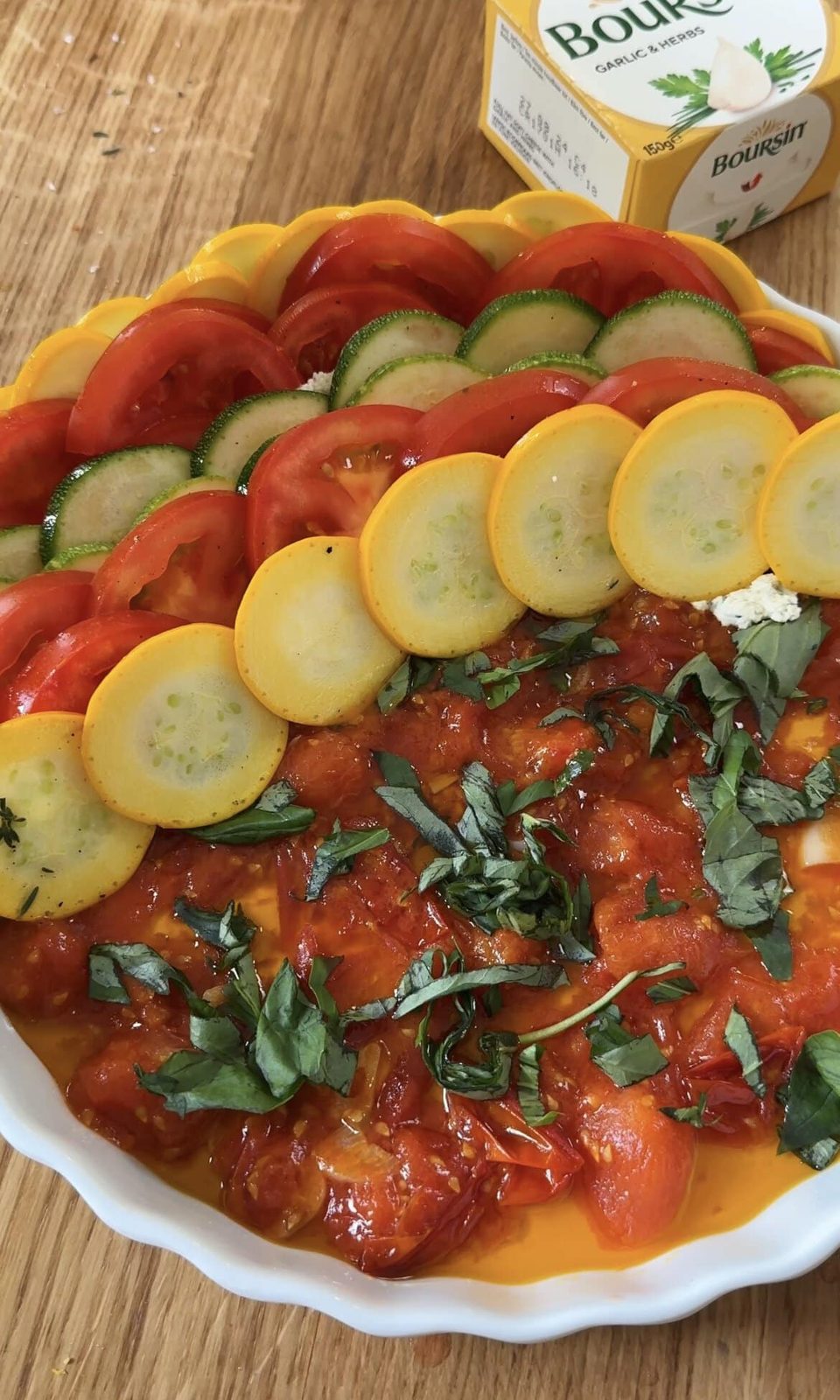 assembling the zucchini al forno gratin.