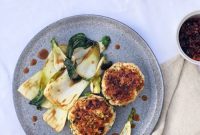 Spicy Thai Chicken Burgers with Sautéed Pak Choi and Coconut Rice