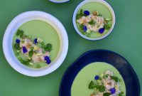 Branson’s Savory Pea Pannacotta with Crab and Avocado