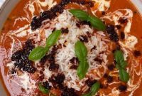 Slow-Roasted Tomato Garlic Soup with Fluffy Rice