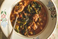 Cinnamon-Kissed Sausage, White Bean, and Swiss Chard Stew