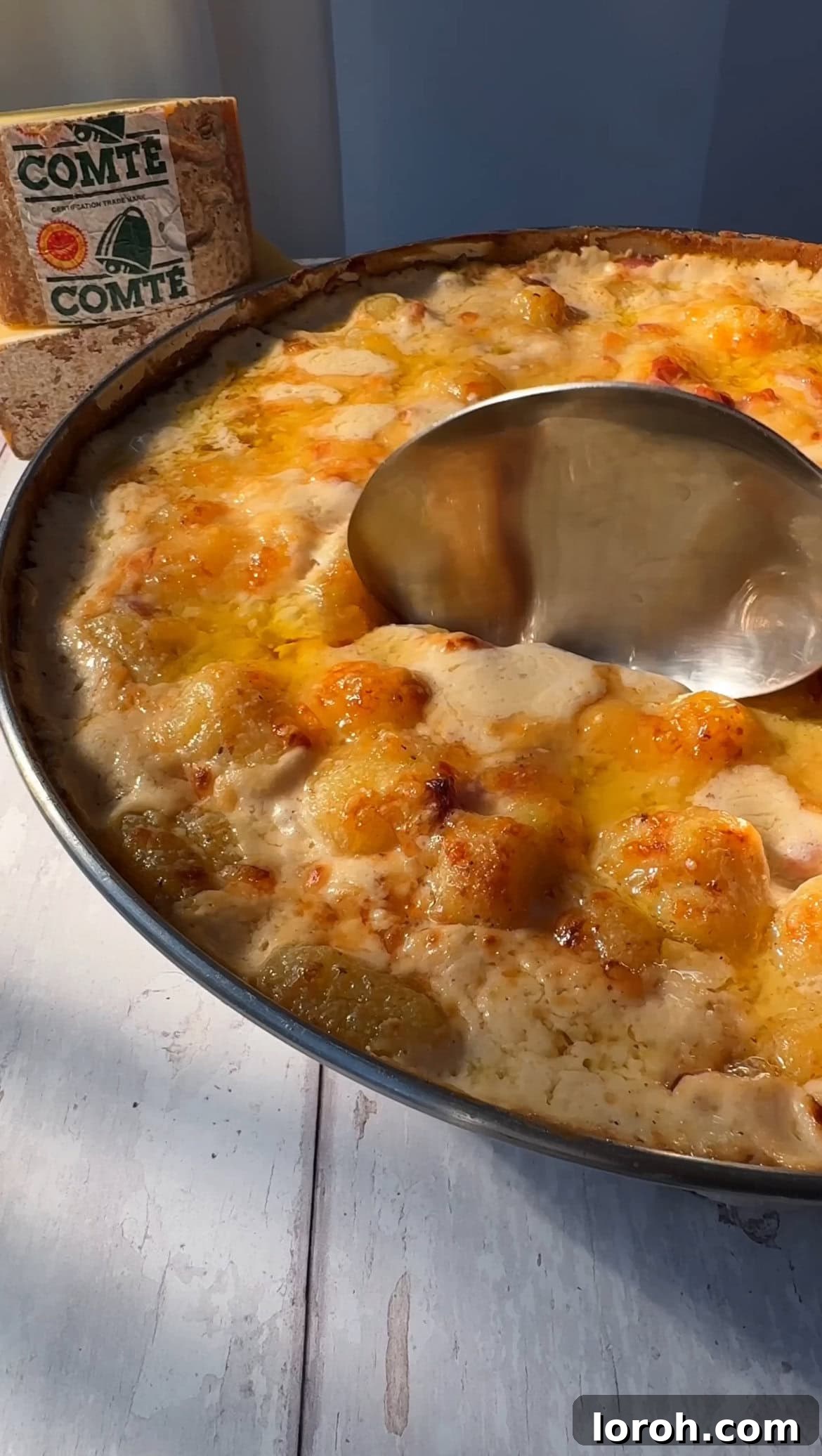 Step six: Baking Gnocchiflette until golden and bubbling.