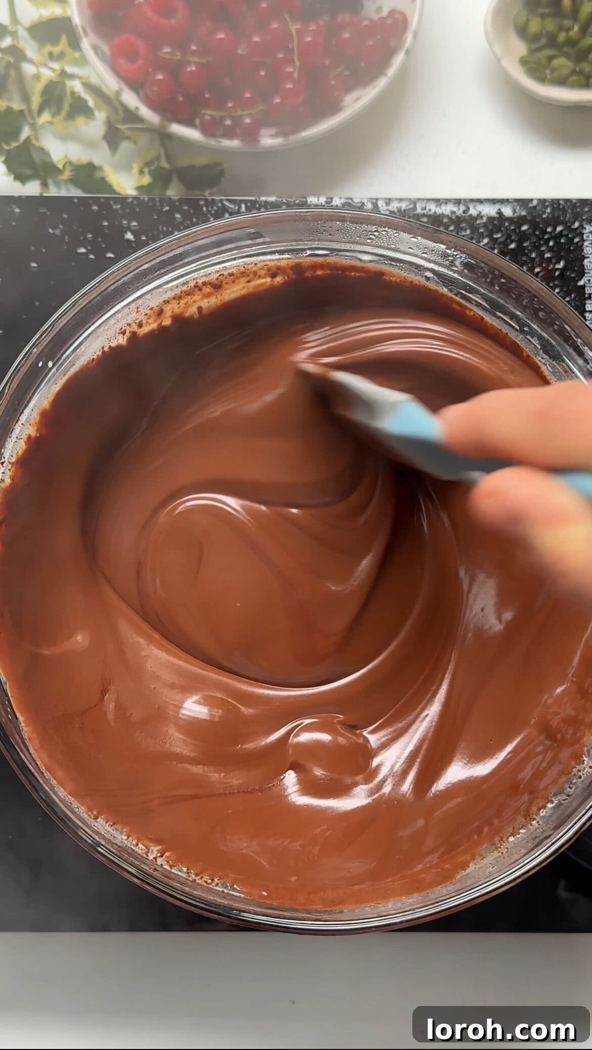 Winter Woodland Roll 16 making chocolate ganache to decorate.