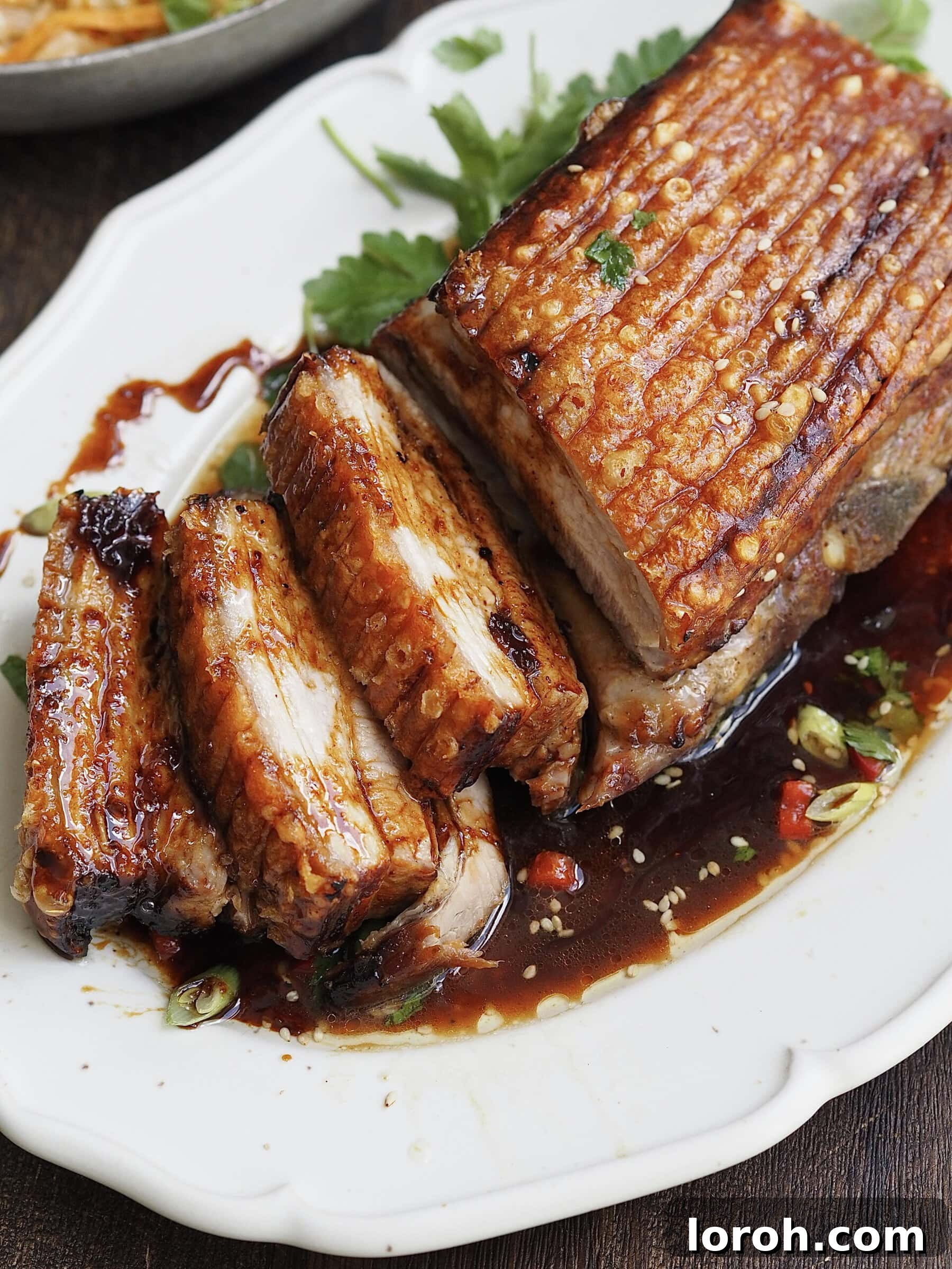 Perfectly cooked air fryer pork belly with crispy crackling