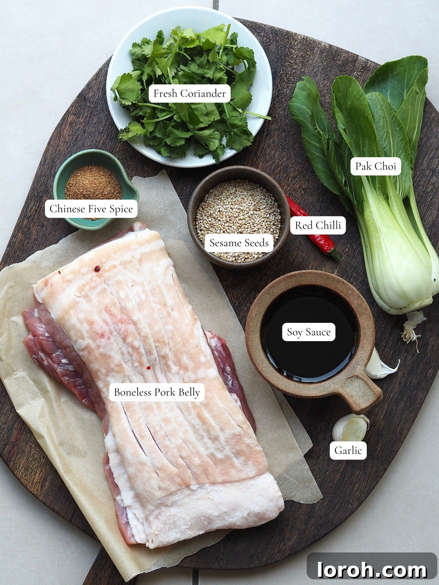 Ingredients for air fryer pork belly recipe