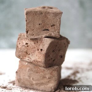 A stack of chocolate Marshmallows.