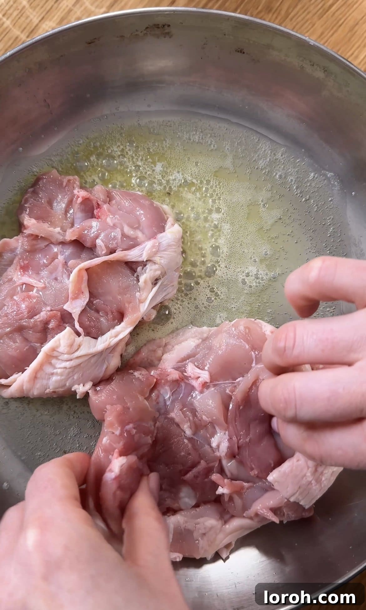 Zesty Lemon Chicken Orzo 4 frying chicken thighs to get crispy skin, seasoned with salt and pepper.